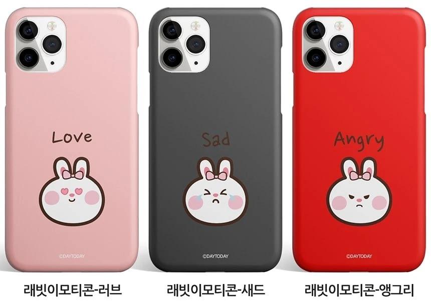 갤럭시그랜드2 SM-G710S / SM-G710K / SM-G710L 케이스 래빗이모티콘 토끼 얼굴과 영문 인쇄를 정면에서 본 후면 모습